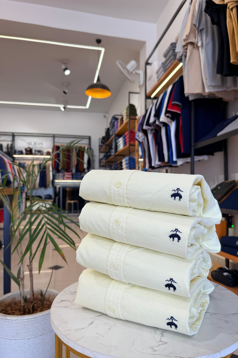 B Oxford Shirt - Cream Yellow