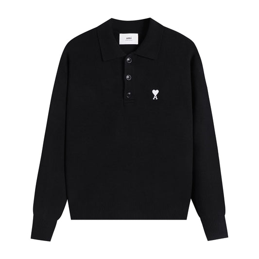 Ami Buttoned Jumper - Black