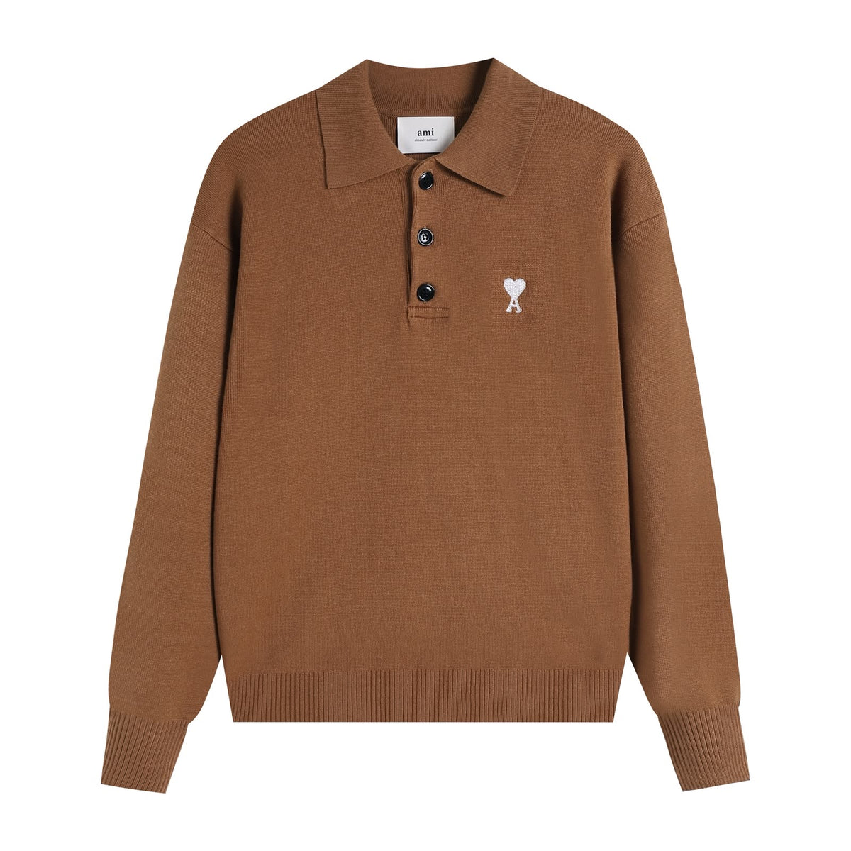 Ami Buttoned Jumper - Camel Brown