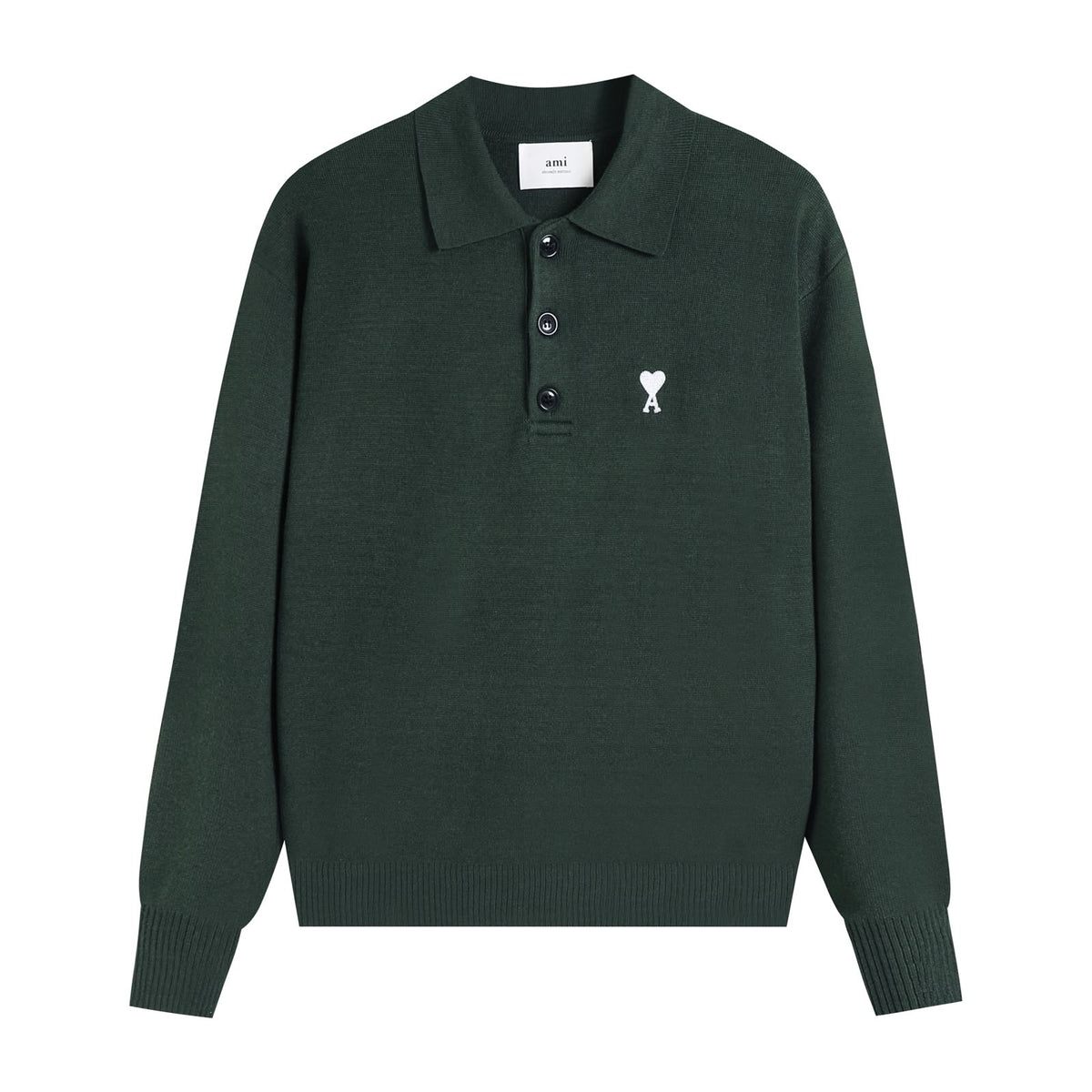 Ami Buttoned Jumper - Dark Green