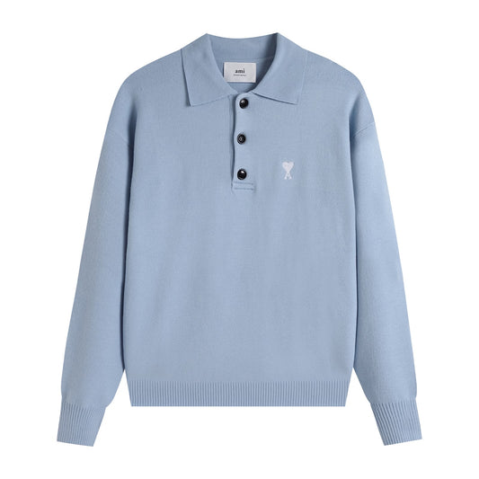 Ami Buttoned Jumper - Sky Blue