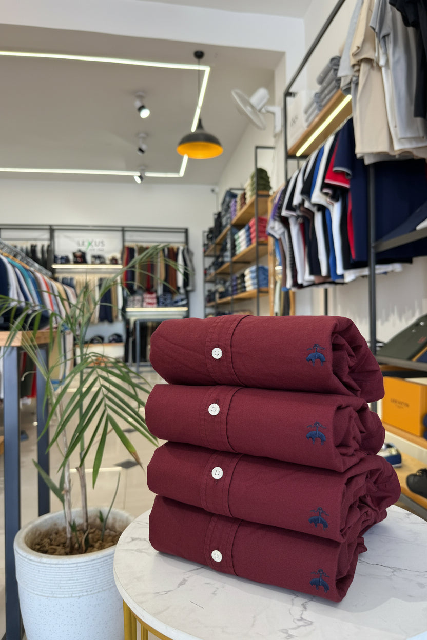 B Oxford Shirt - Maroon