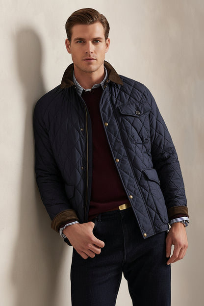 Quilted Three Pocket Jacket - Blue - view 2