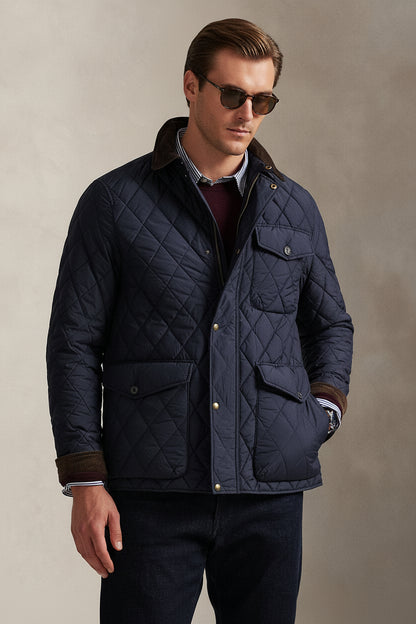 Quilted Three Pocket Jacket - Blue - view 3