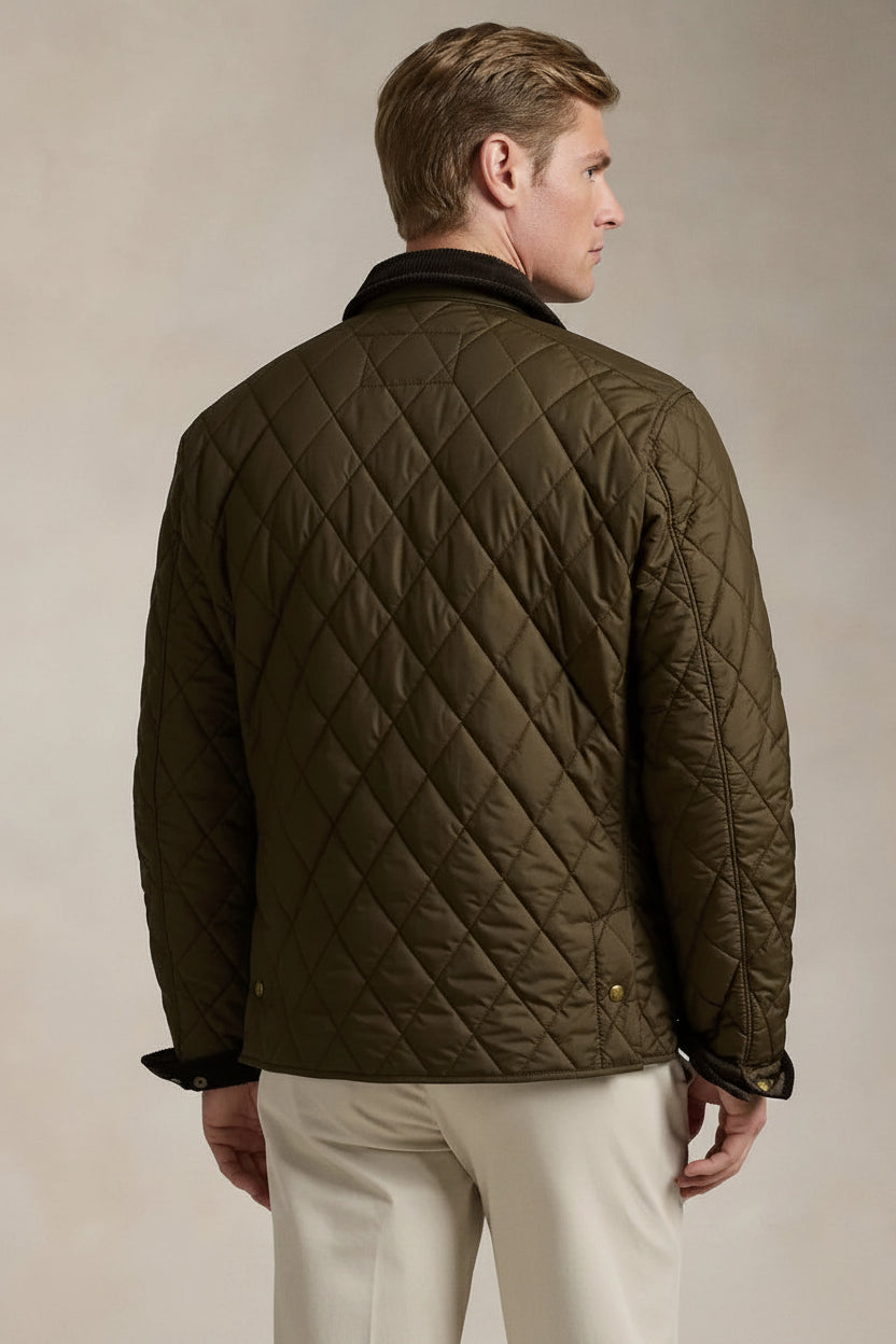 Quilted Three Pocket Jacket - Brown - view 2