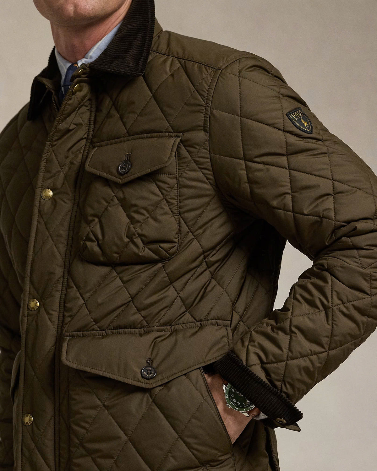 Quilted Three Pocket Jacket - Brown - view 3